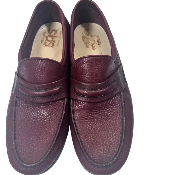 SAS Genuine Handsewn Leather Loafers Burgundy Penny Slip On Shoes Size 12M - Picture 1 of 11